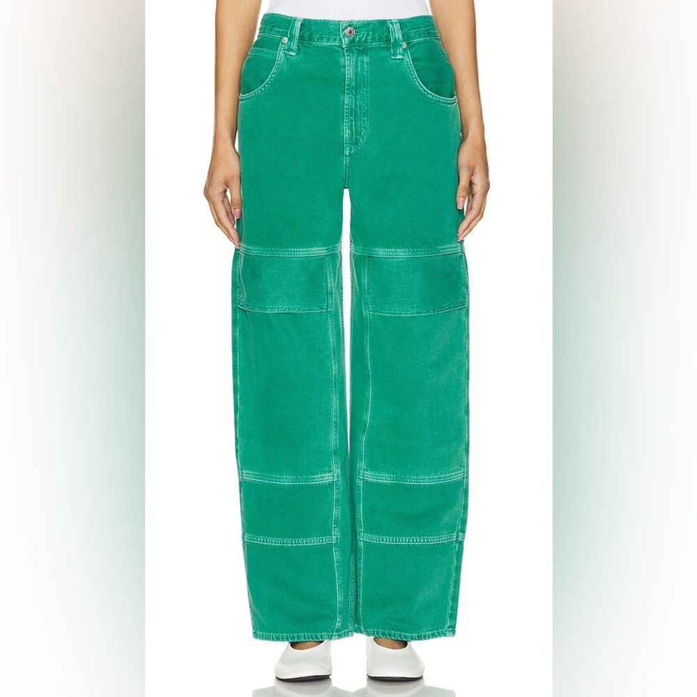 EXCELLENT AGOLDE TANIS UTILITY CARGO JEANS, AIR FRESHENER GREEN, SIZE 32 - Picture 6 of 14